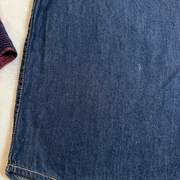 BDG Women's Mixed Media Plaid Flannel Denim Button Up Shirt Size Large Casual - Picture 9 of 9